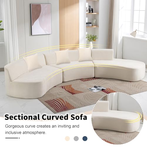 GNIXUU 136.6" Oversized Modular Sectional Sofa with Chaise & Pillows, Grey R53554