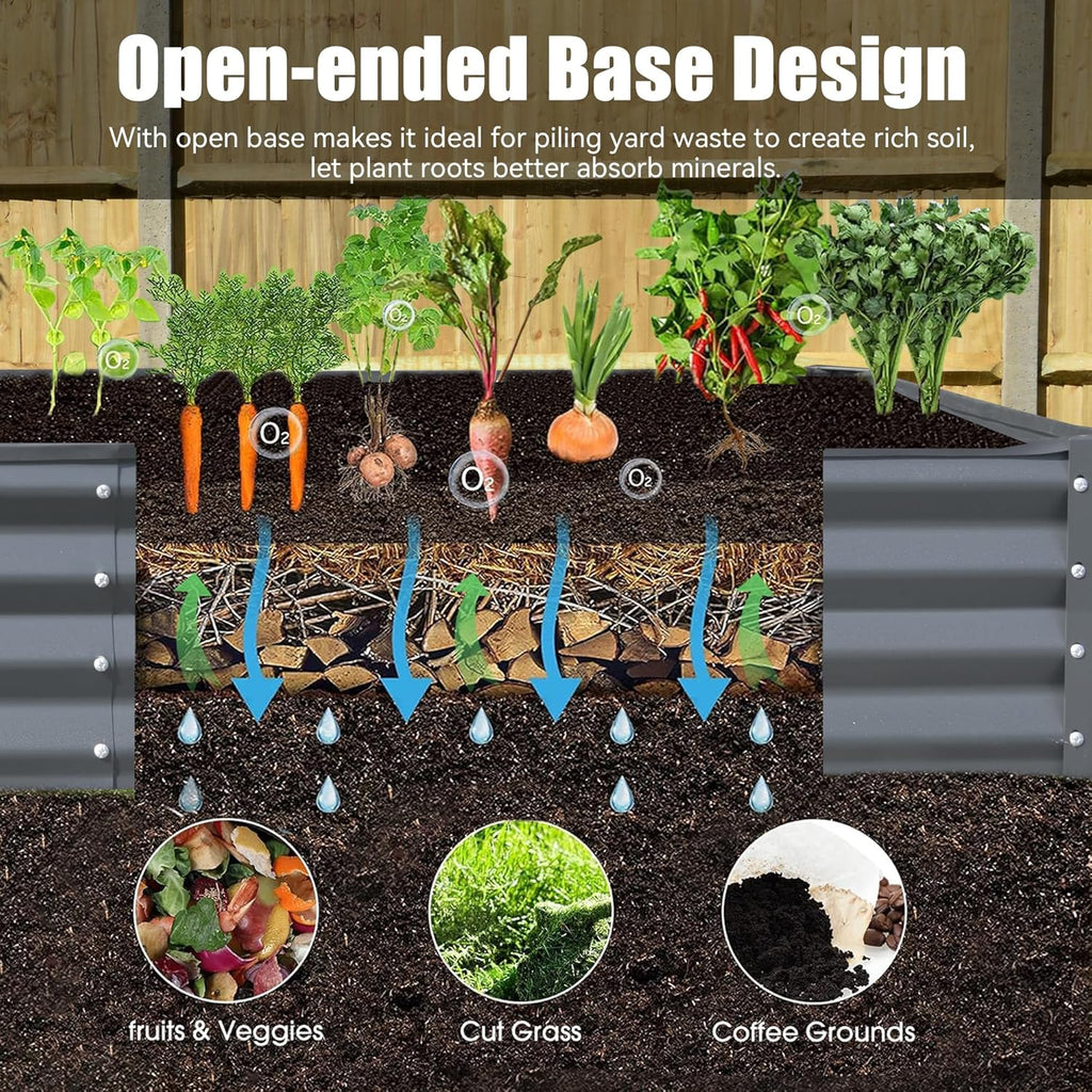Galvanized Raised Garden Bed 8x4x1 ft Outdoor Metal Planter Box Gray Z919230