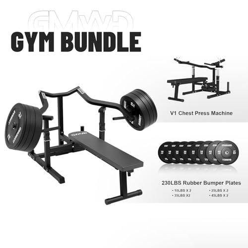GMWD Chest Press Machine 1050LBS with Independent Converging Arms, Adjustable Bench U29223