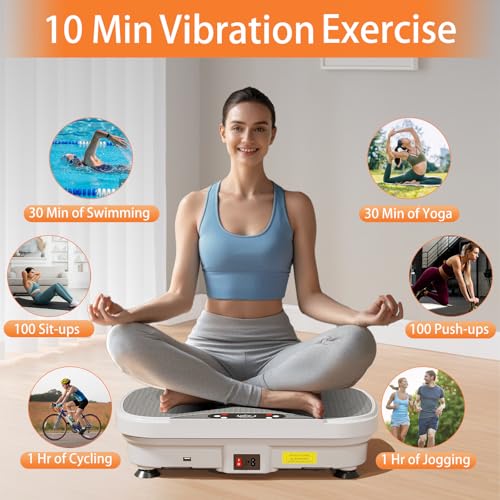 Vibration Plate Exercise Machine for Full Body Workout with Resistance Bands O9405