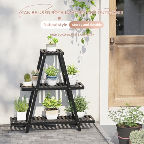 Bamboo 3 Tier Plant Stand Indoor Outdoor G488
