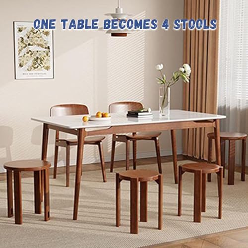 Stackable Stools Set of 4 Round Wooden Nesting Tables for Living Room C8777