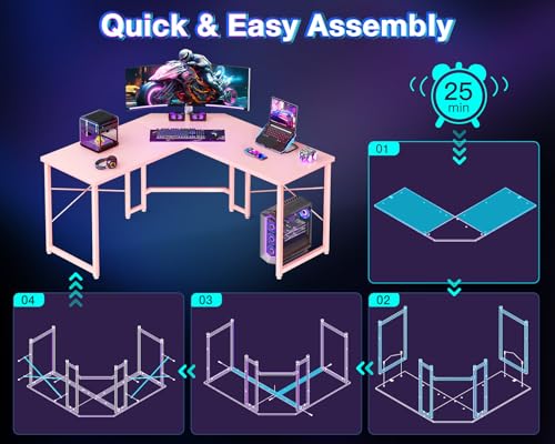 Casaottima L Shaped Gaming Desk Corner Desk for Home Office, 51 Inch, Black M173778