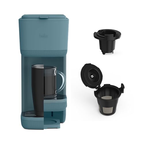 BELLA Single Serve Coffee Maker, K Cup & Coffee Ground Compatible with Removable, Adjustable Drip Tray, Auto Shutoff & Reusable Dishwasher Safe Accessories, Brews 6oz to 14oz, 1000 Watt, Oatmilk