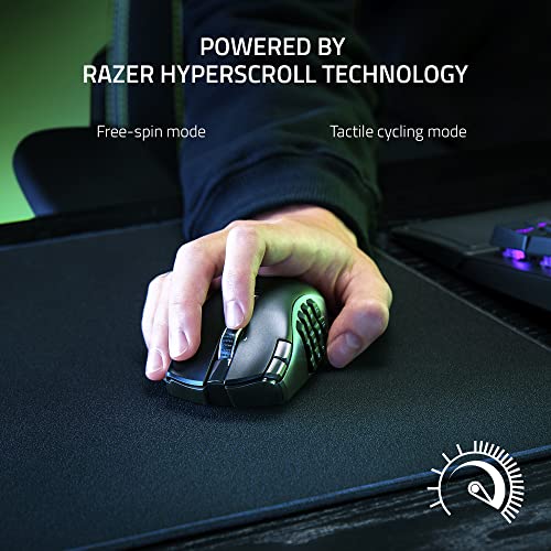 Razer Naga V2 HyperSpeed Wireless MMO Gaming Mouse, 19 Programmable Buttons, HyperScroll, Focus Pro 30K Sensor F16988