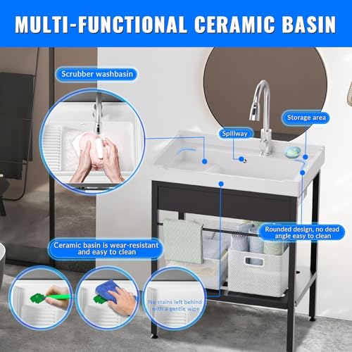 Stainless Steel Utility Sink with Faucet and Drain Kit I168