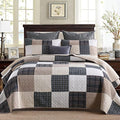 Quilt Queen, 100% Cotton Queen Quilt Bedding Set, Grey(Gray) Patchwork Plaid Queen Size Bed Quilt, Lightweight Reversible Soft Queen Size Bedspreads for All Season, 3 Pieces