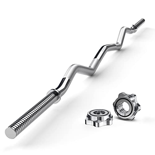 47" EZ Curl Bar Weight Lifting Bar with Star Collars U2209