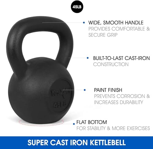 Yes4All 5-80 lbs Cast Iron Kettlebell for Strength Training M7531