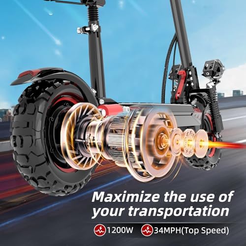 Electric Scooter Adults, 11" Off-Road Tires, 48V Battery, 1200W Motor, Folding Commuter Z198