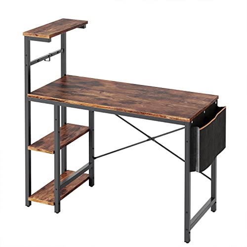 Bestier Gaming Desk with LED Lights, 51.3 Inch Computer Desk Q970