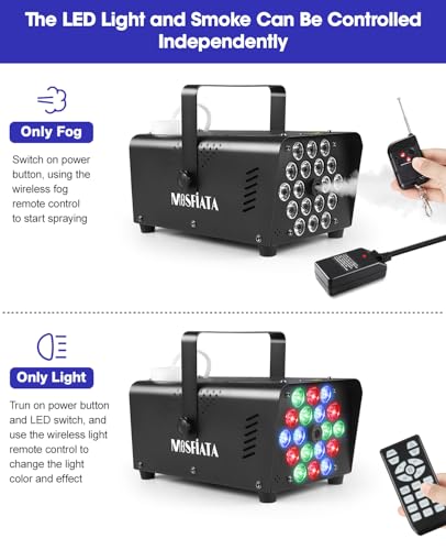 MOSFiATA 600W Fog Machine with RGB LED Lights and Remote Control E8210