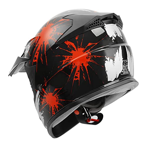 SLMOTO Dot Youth Kids Motocross Offroad Helmet with Goggles and Gloves Blue Skull D851858