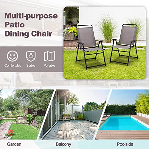 Patio Folding Chairs with Metal Frame and High Back Support R99047