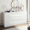 10 Drawer Dresser, White Dresser for Bedroom, High Gloss Modern Dresser & Chest of Drawers, 55" Long Dresser TV Stand, Large Double Dresser for Bedroom