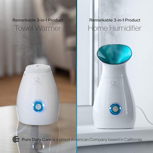 Pure Daily Care NanoSteamer Large 3-in-1 Nano Ionic Facial Steamer with Temp Control, Teal B192