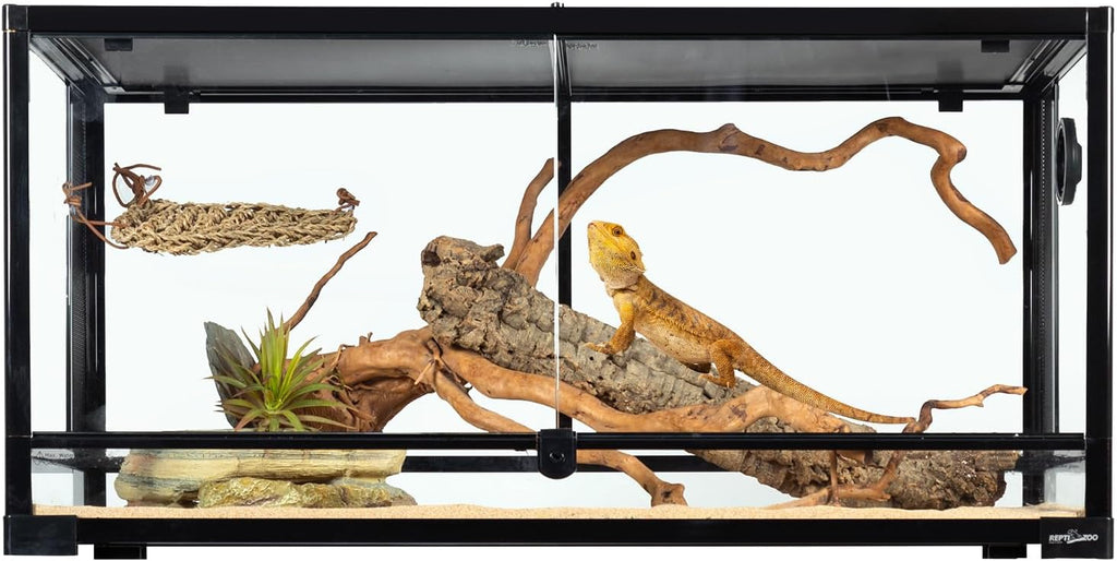 REPTIZOO 50 Gallon Glass Reptile Terrarium Tank, 36" x 18" x 18" Large Reptile Terrarium Double Hinge Door with Screen Ventilation