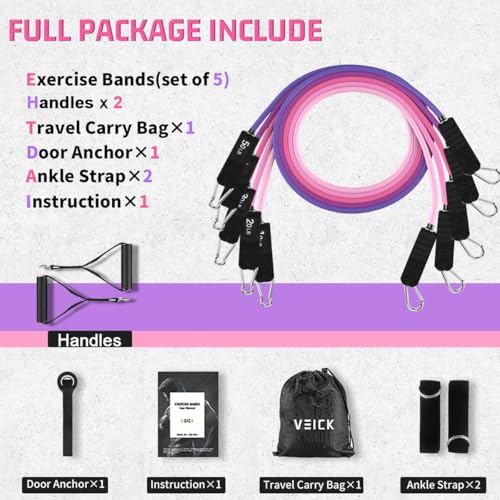 VEICK Resistance Bands with Handles for Home Workout O75059