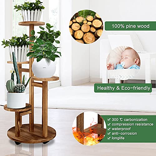 GEEBOBO 5-Tier Tall Plant Stand for Indoor, Wood Corner Display Rack, Walnut K379