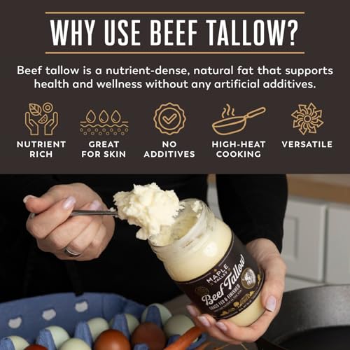 Beef Tallow for Cooking, Grass Fed & Finished, Paleo & Keto Friendly, The Maple Valley, 14 oz E420