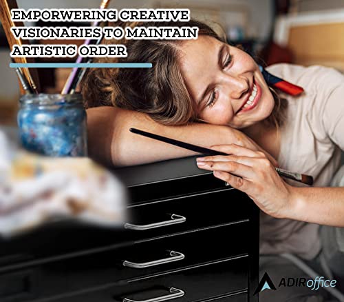 AdirOffice Flat File Cabinet 5-Drawer Blueprint Storage, Black G24063
