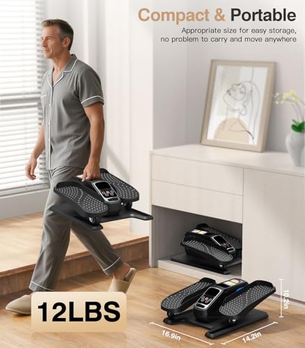 Under Desk Elliptical Machine, Portable Seated Pedal Exerciser for Seniors and Adults O60492