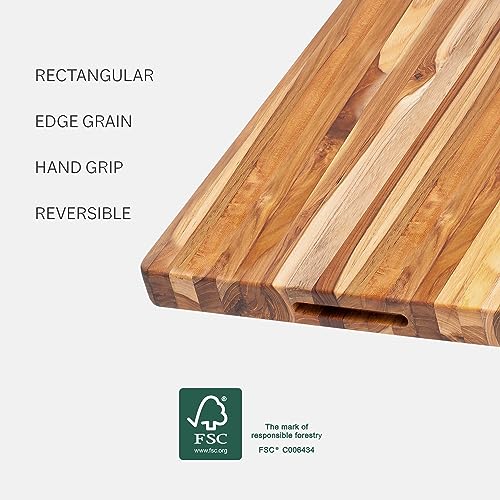 Teakhaus Cutting Board Extra Large with Grip Handles, Reversible Teak Edge Grain U703652
