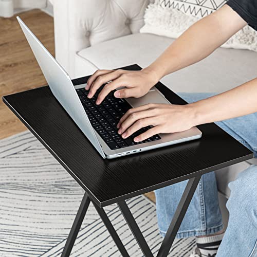 HOOBRO Folding TV Tray Tables, Set of 2, Marble and Gold C48497
