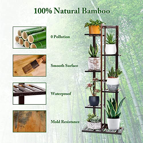 DolceLuna Bamboo Plant Stand Indoor 6 Tier 46 Inch Q3025