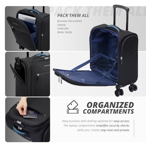 Verage Under Seat Luggage with Wheels, Softside Spinner Carry On, Navy 14-Inch A51804