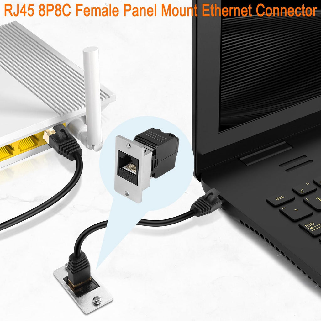 QIANRENON CAT6 RJ45 Panel Mount Ethernet Connector, No Tool Crimp Adapter O217