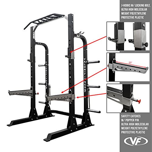 Valor Fitness Half Rack Squat Machine with Pull Up Station, 750lbs Capacity T95458