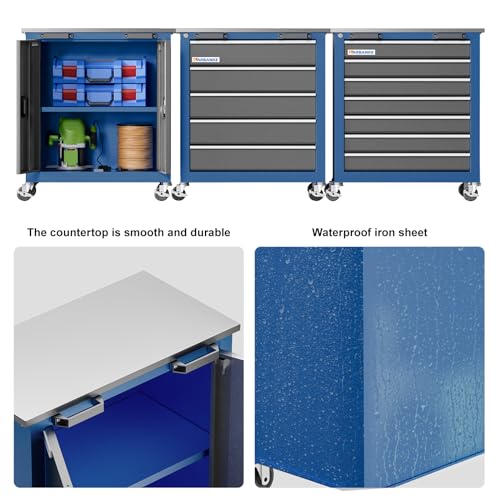 7-Drawer Rolling Toolbox with Lockable Wheels and Keyed Locking System J502595
