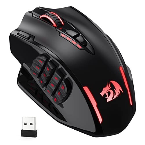 Redragon M908 Impact RGB MMO Gaming Mouse with 12 Side Buttons, 12400 DPI U713989