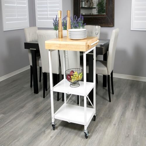 Origami Folding Kitchen Cart on Wheels, 3-Tier Rolling Cart Z2164