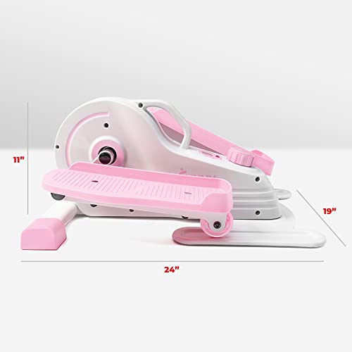 Sunny Health & Fitness Under Desk Elliptical Exerciser, Magnetic, Pink V916