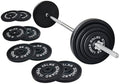 Barbell Weight Set, Cast Iron 1" Standard Weight Plates Including 5FT Standard Barbell Bar & Star Locks, 95 Pounds Set (85 Lbs Plates + 10 Lbs Barbell Bar), Multiple Packages
