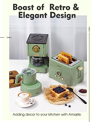 Amaste Drip Coffee Maker, 25 Oz Glass Pot, Retro Style with Reusable Filter Y974
