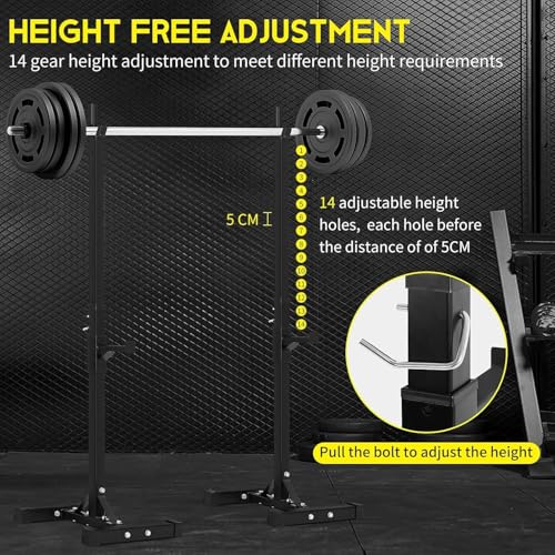 Adjustable Barbell Rack Stand 550 Lbs Capacity for Home Gym, Set of 2, Black I155