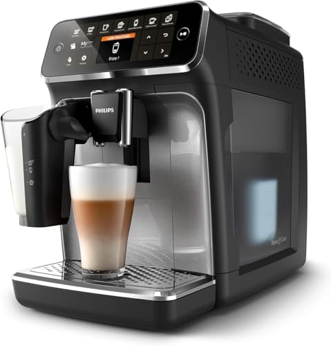 PHILIPS 4400 Series Fully Automatic Espresso Machine with LatteGo, Black Chrome D322