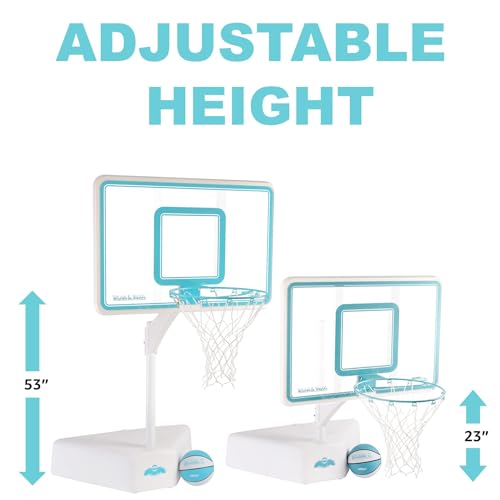 Dunn-Rite Splash & Shoot Outdoor Adjustable Height Pool Basketball Hoop with Ball and Base S249351