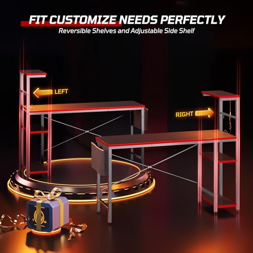 Bestier Gaming Desk with LED Lights, 51.3 Inch Computer Desk Q970