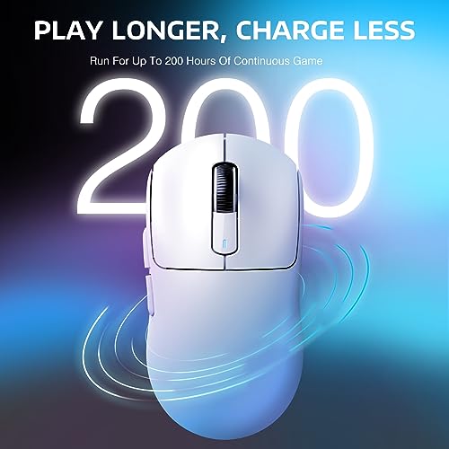 ATTACK SHARK X3 Wireless Gaming Mouse, 49g Ergonomic, PAW3395 26K DPI, White C238377