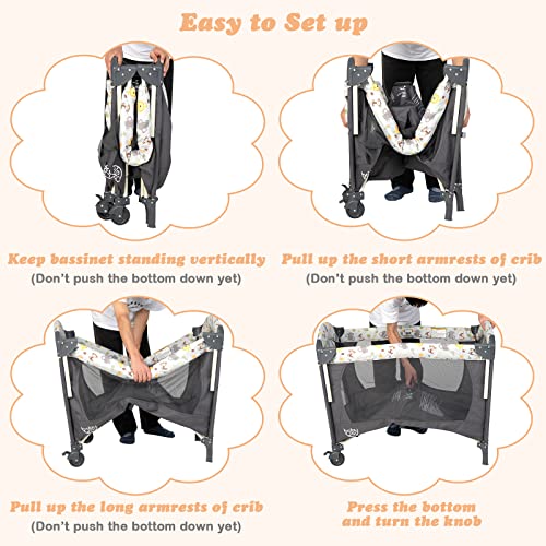 BABY JOY 4 in 1 Pack and Play, Bedside Sleeper Bassinet with Changing Table M5980