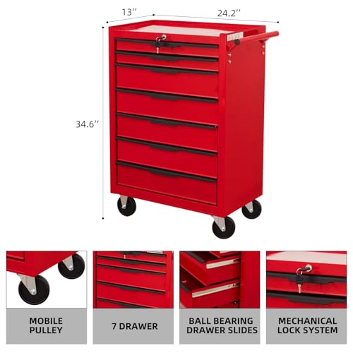 6-Drawer Rolling Tool Chest Cabinet with Wheels and Locking, Black W270288