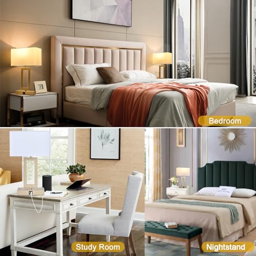 22" Touch Control Table Lamps with USB Ports, Dimmable, Gold & White V1178