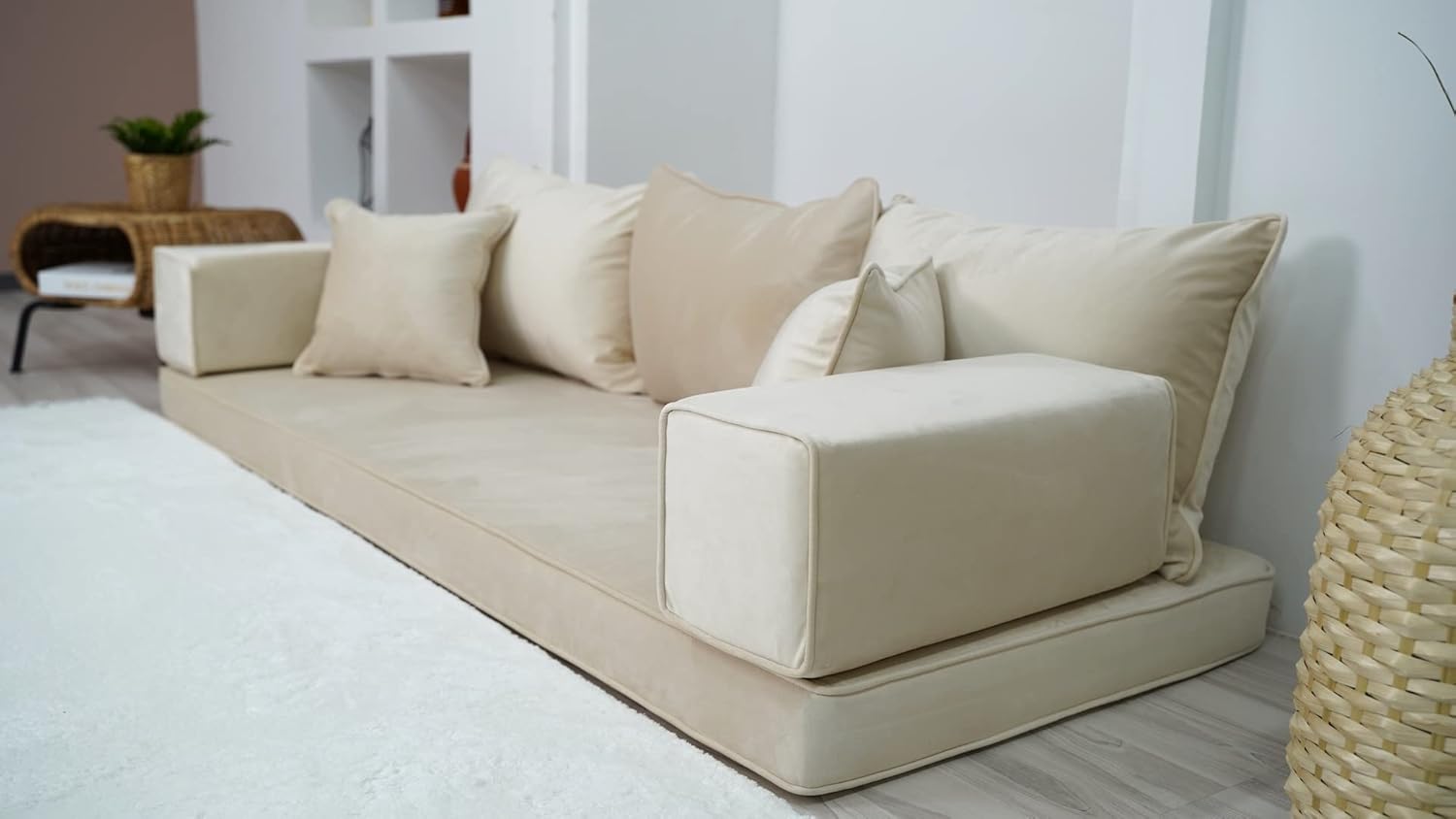 Velvet Floor Seating Sectional Sofa with 4" Thickness Cushion W5465