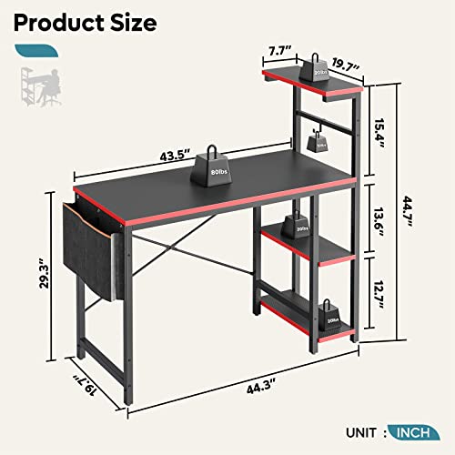 Bestier Gaming Desk with LED Lights, 51.3 Inch Computer Desk Q970