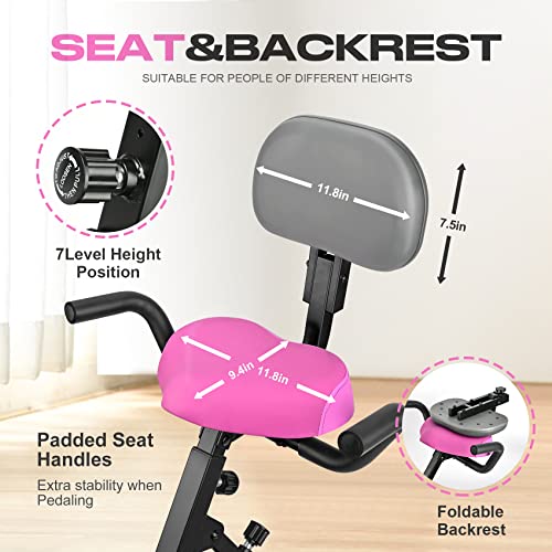 Foldable Exercise Bike with Adjustable Backrest and Pulse Sensor Z4685