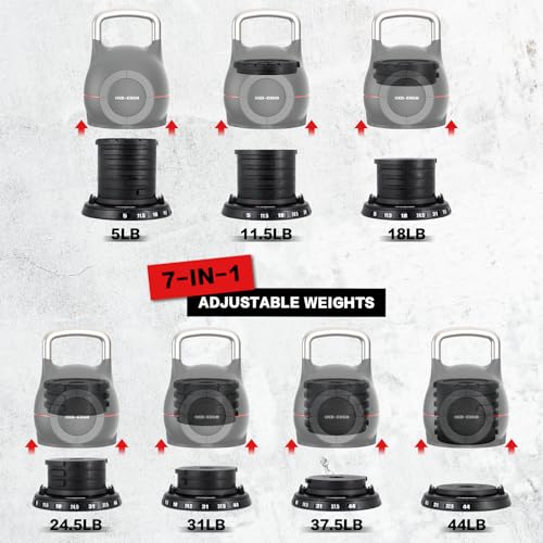 7-in-1 Adjustable Kettlebell for Strength Training, 5-44 LBS Q35450